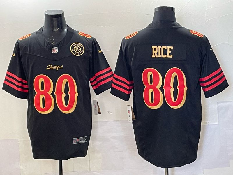 Men 2025 San Francisco 49ers #80 Rice black 5th generation Nike Limited NFL Jersey style  004